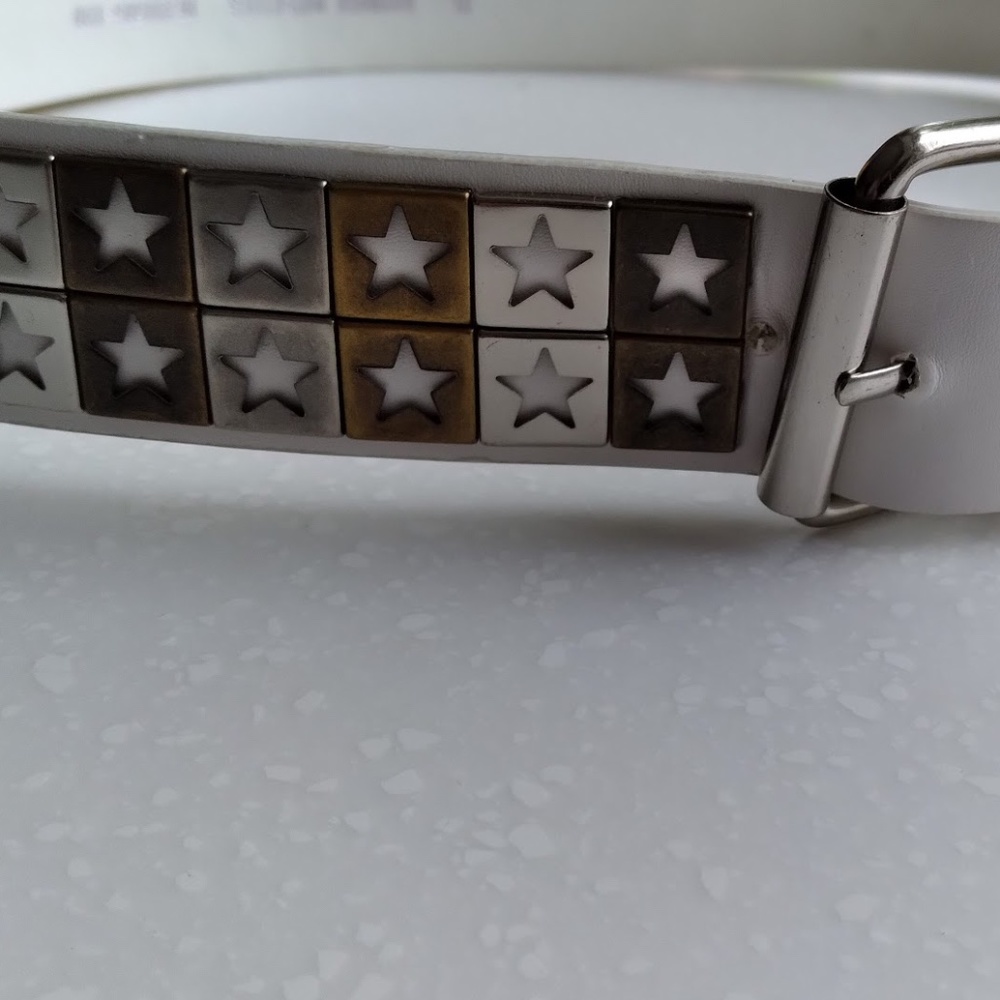 White Manmade Material Belt Size Xl